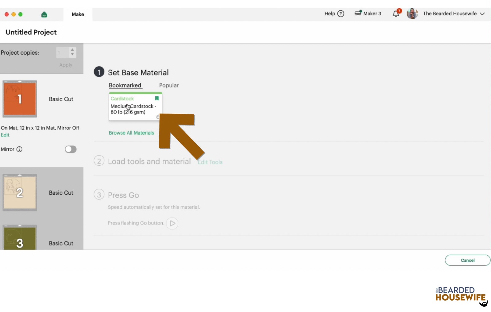 make your material selections