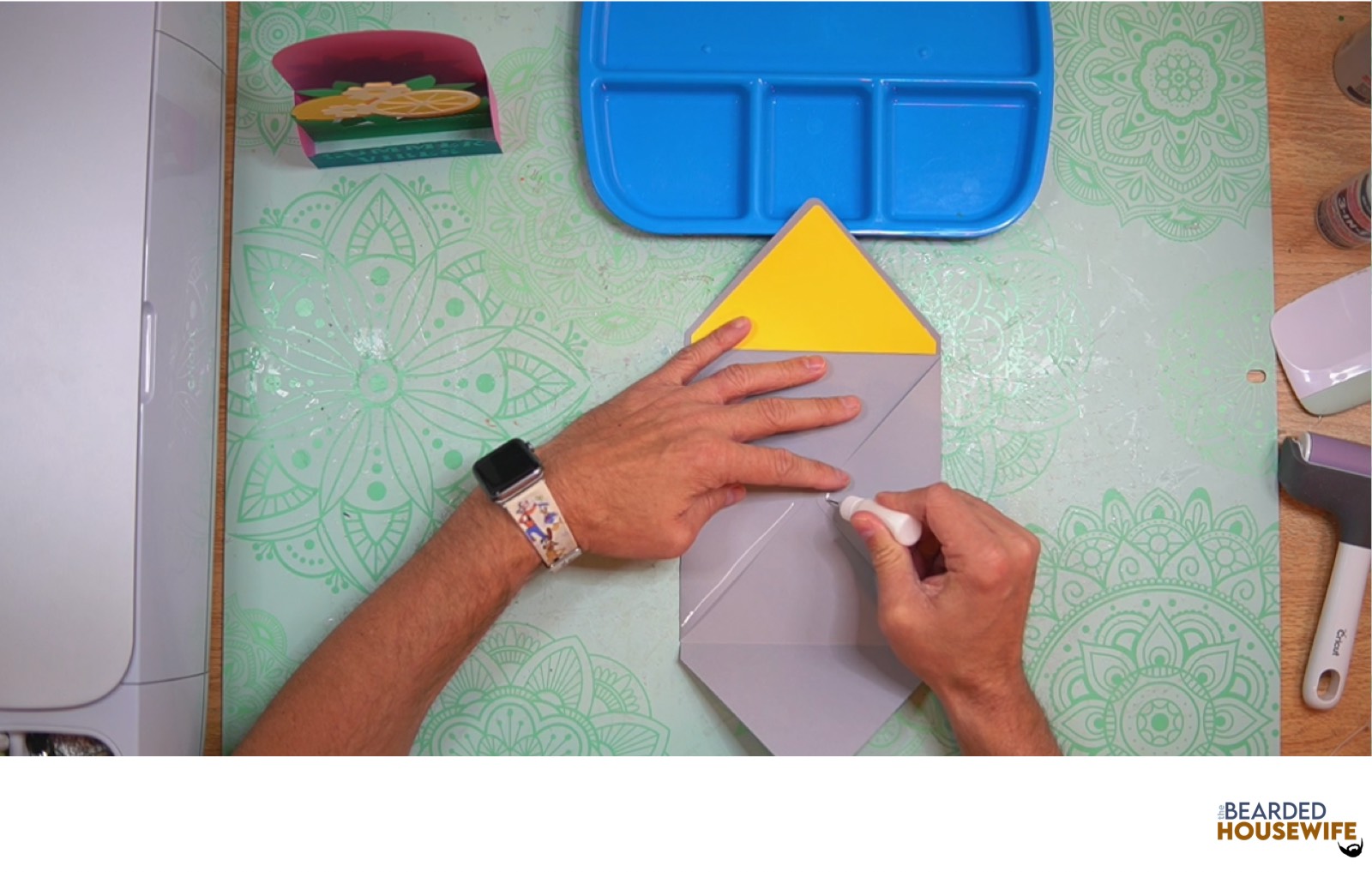 add glue to the bottom of the side flaps