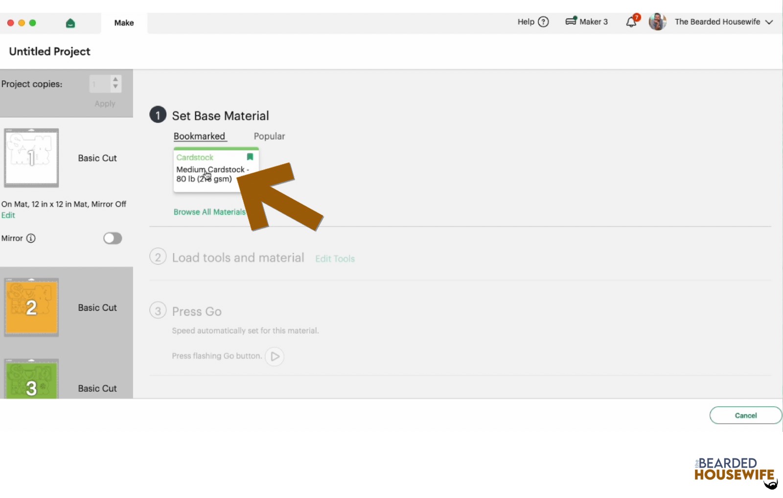 make your material selections