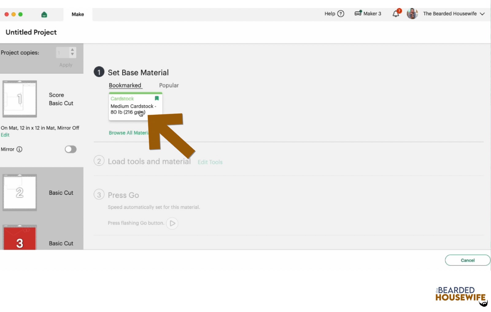 make your material selections