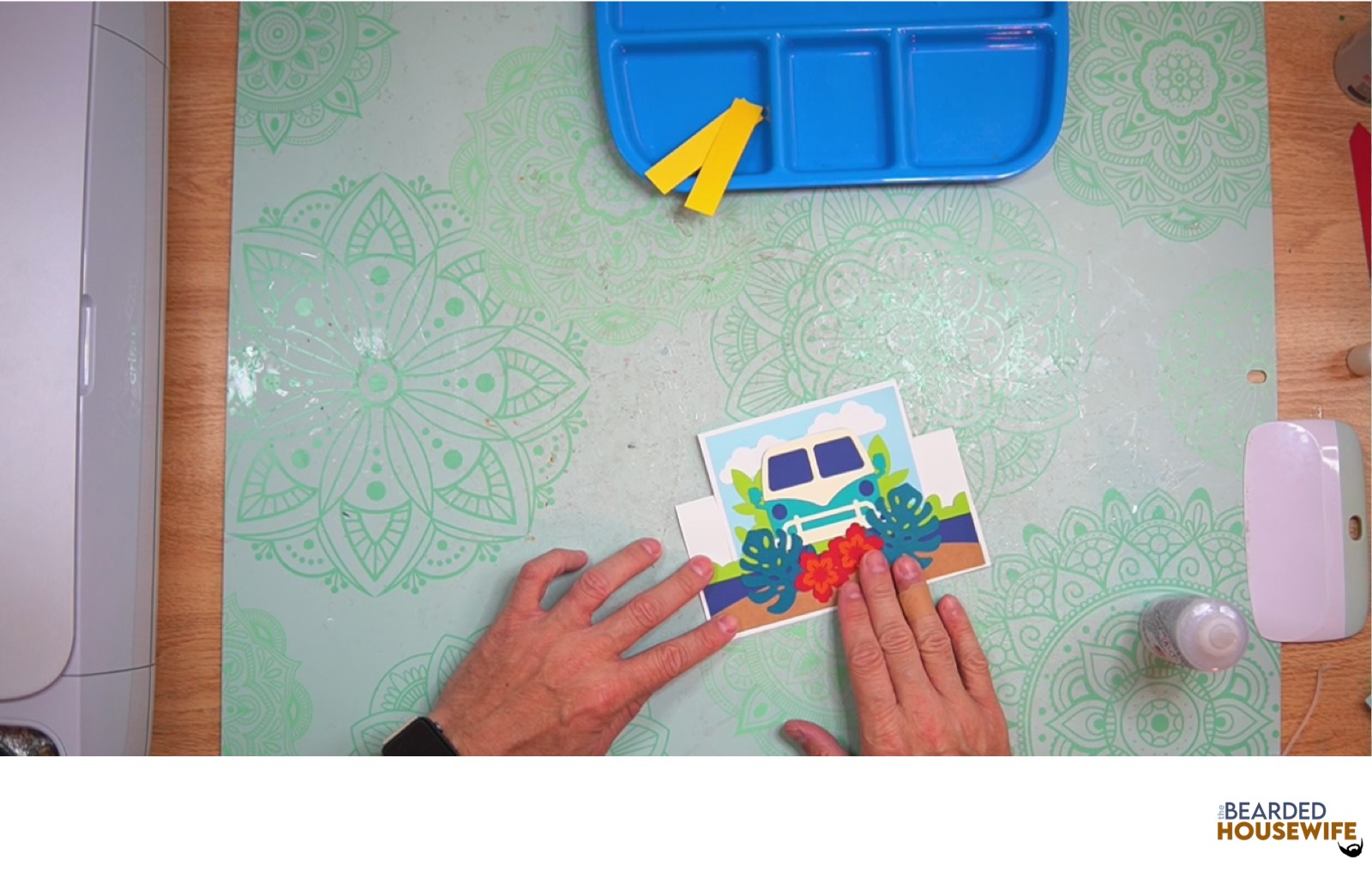 attach the front cover panel to the front of the card
