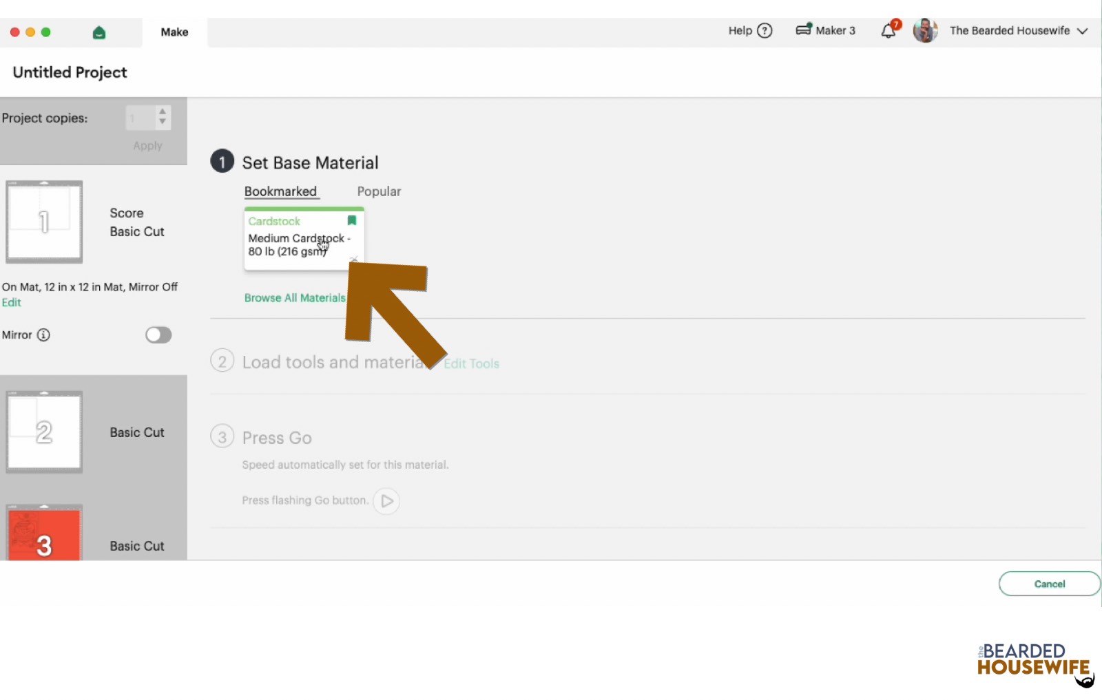 make your material selections