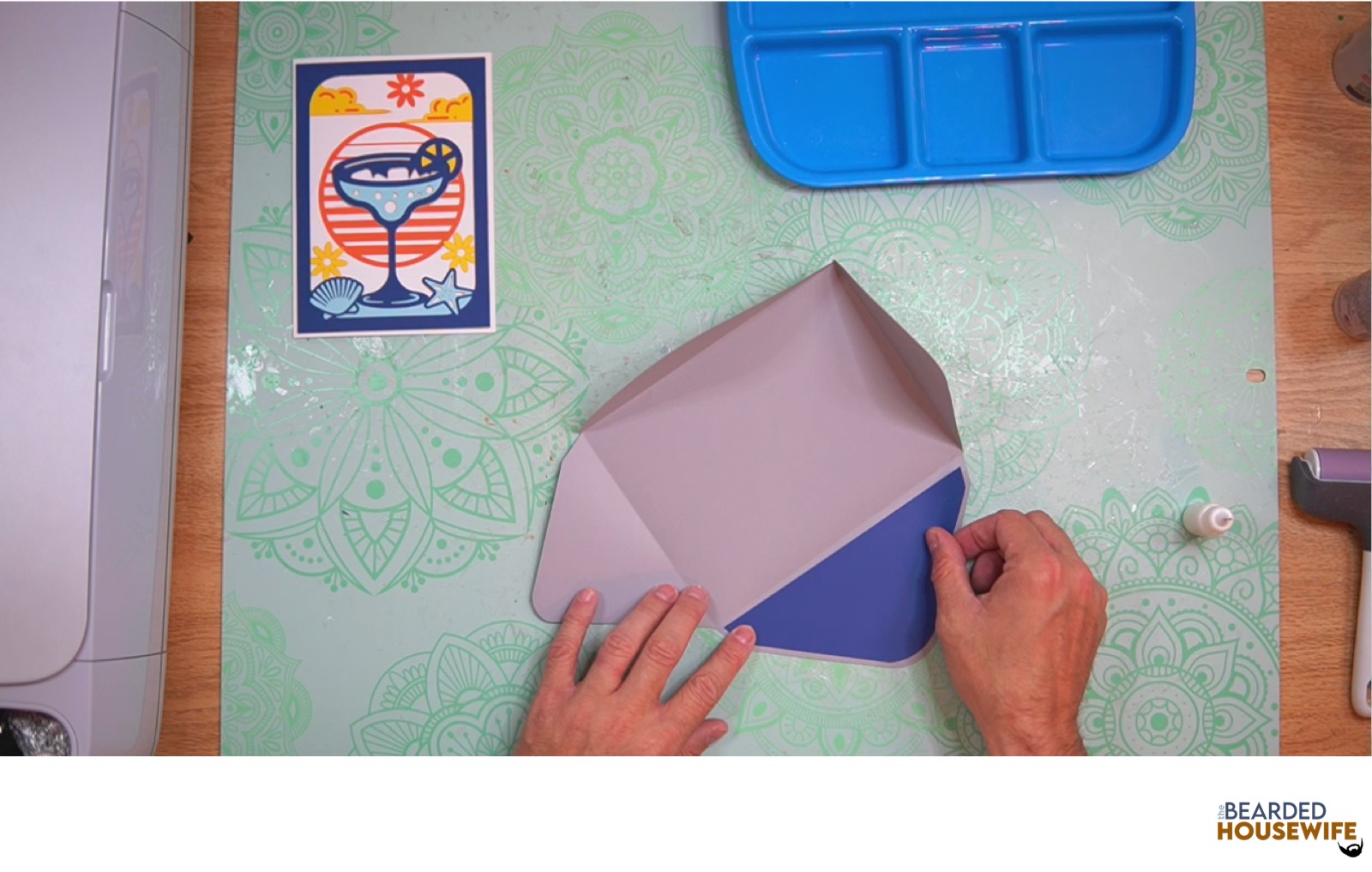 attach the inlay to the cutout on the envelope flap
