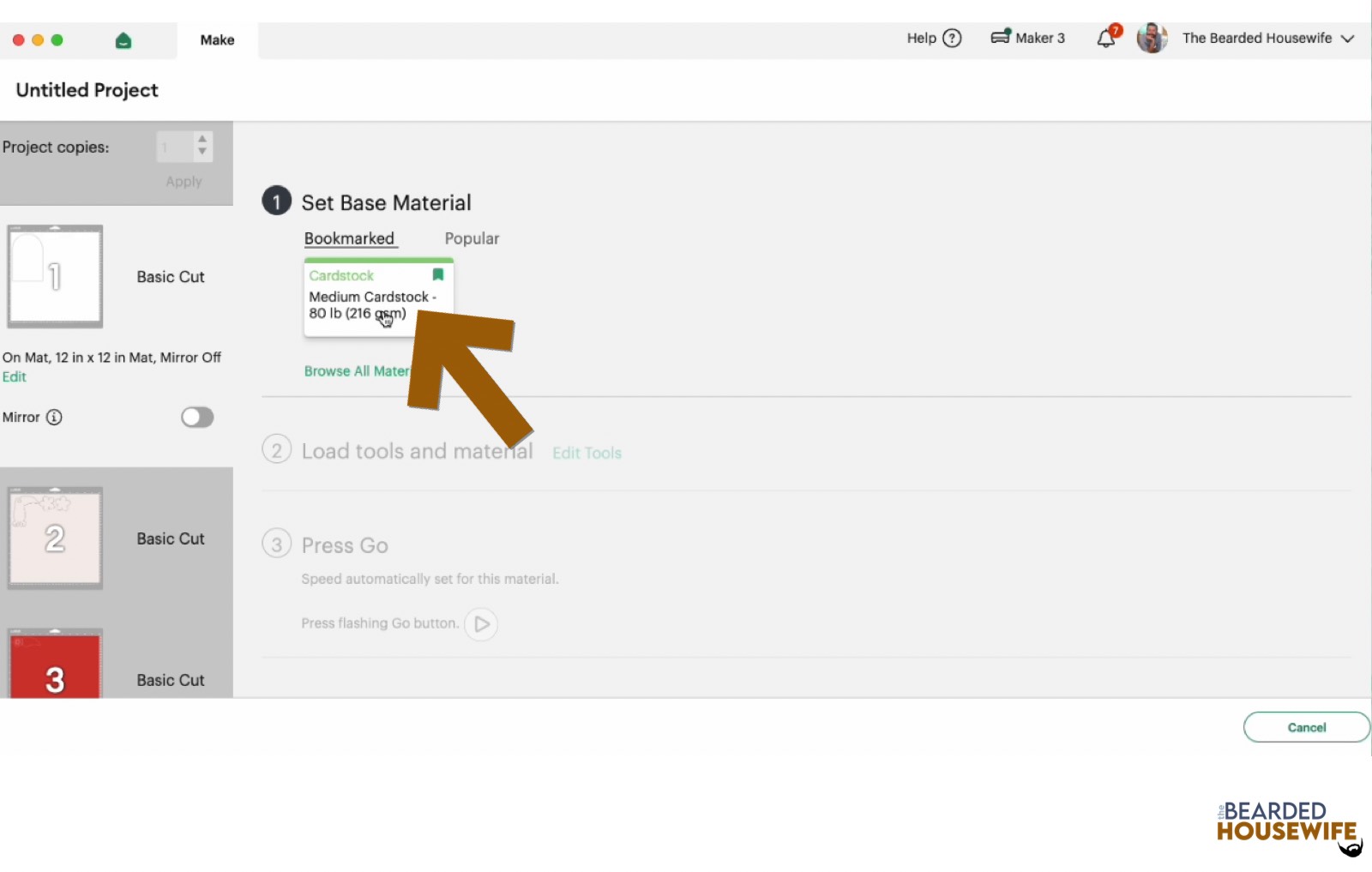 make your material selections