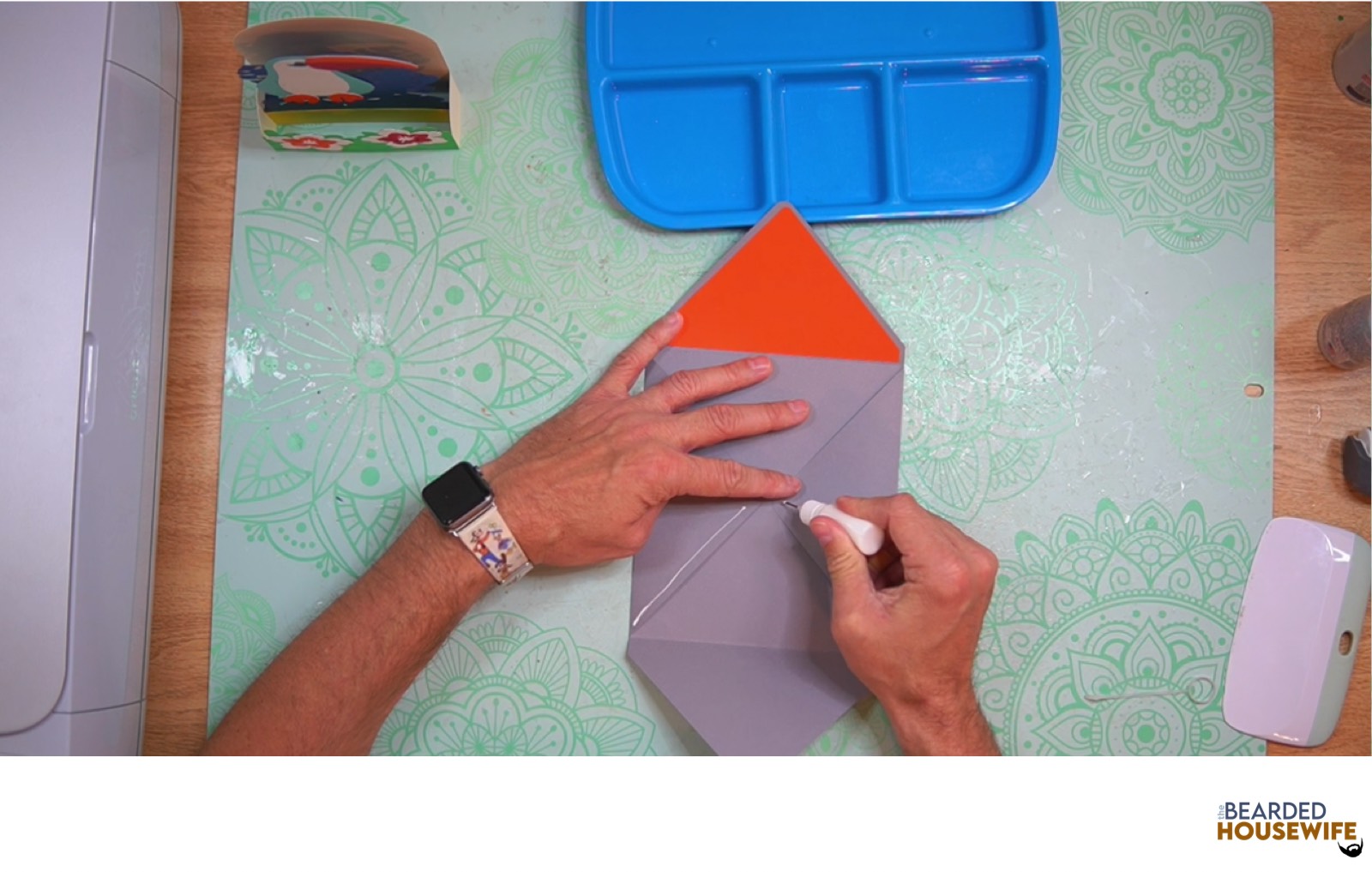 add glue to the bottom of the side flaps