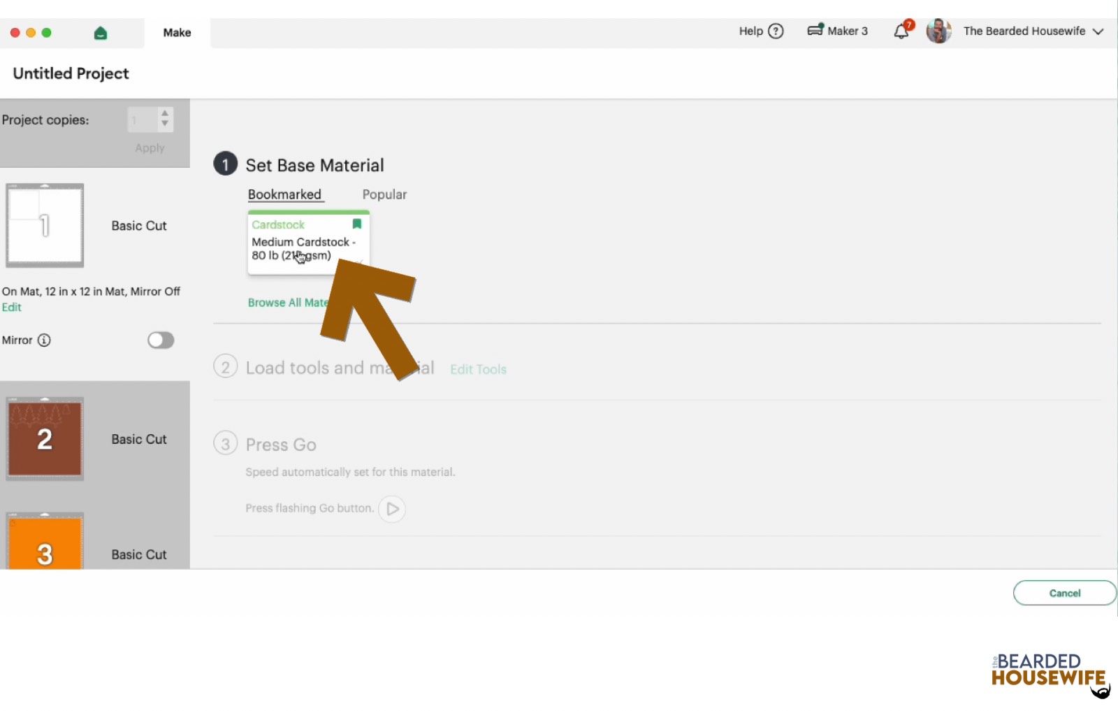 make your material selections