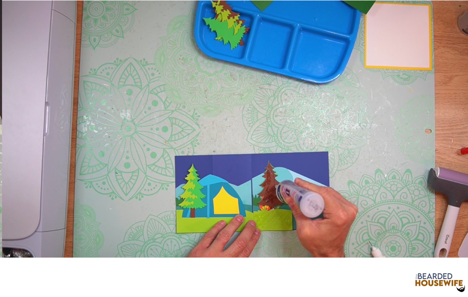 attach the right side of the band piece to the card base