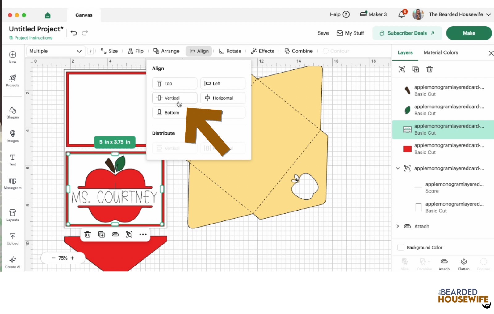 with the text and card piece selected, click align horizontal