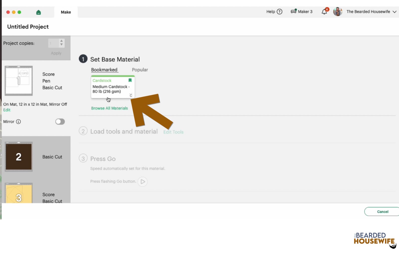 make your material selections