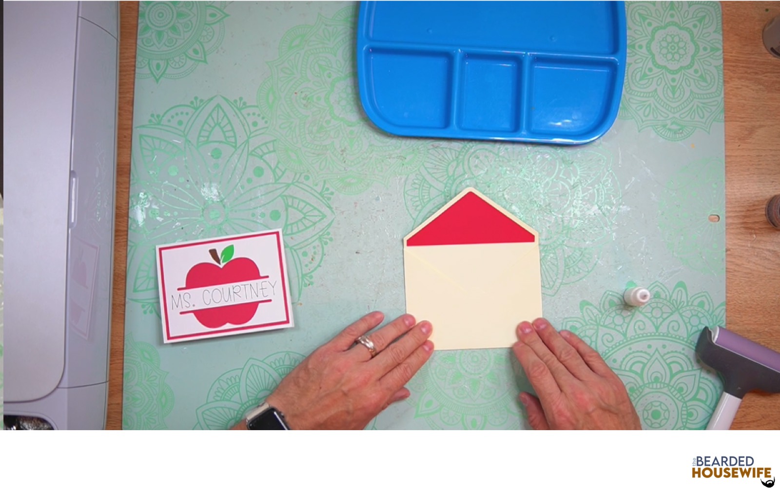 bring the bottom flap up to from the envelope