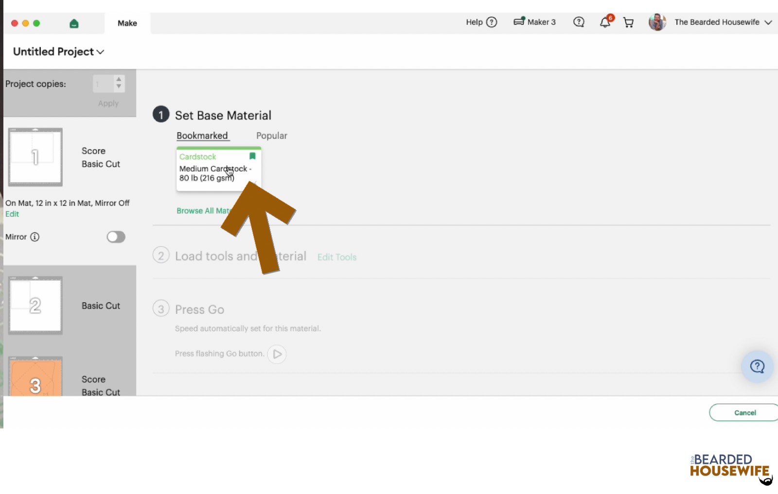 make your material selections