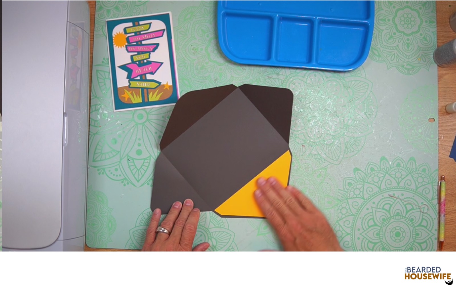 attach the inlay to the envelope