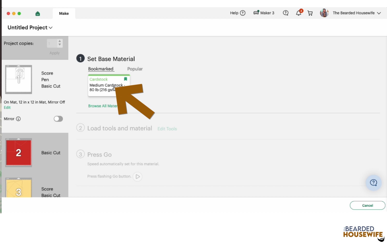 make your material selections