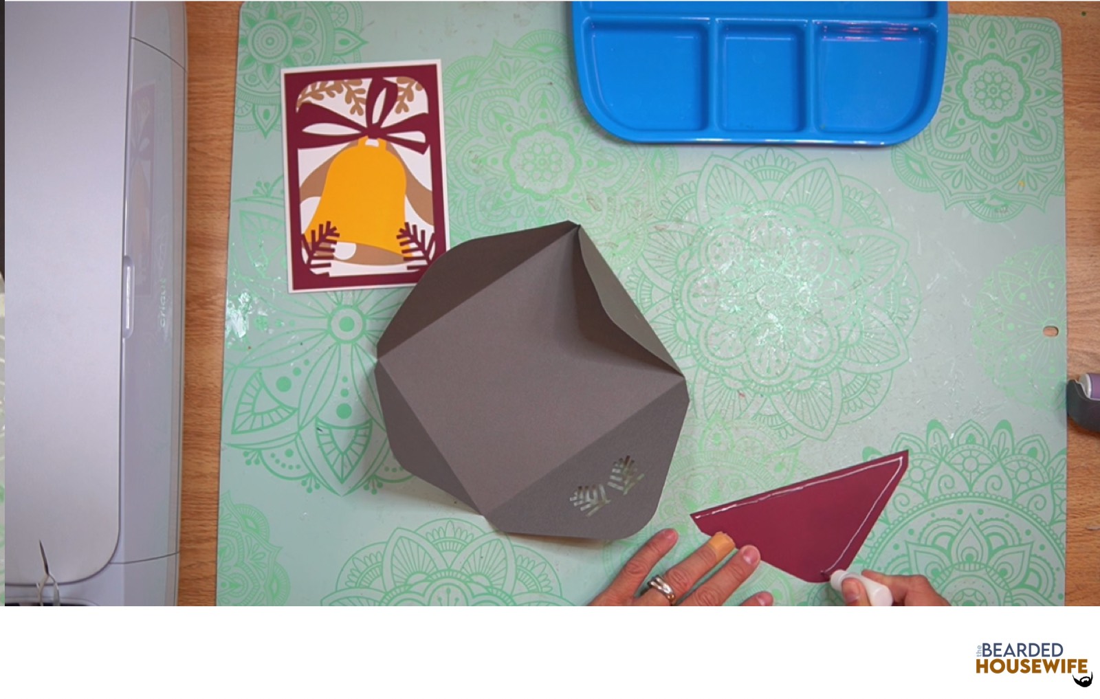 add glue along the outer edge of the inlay panel