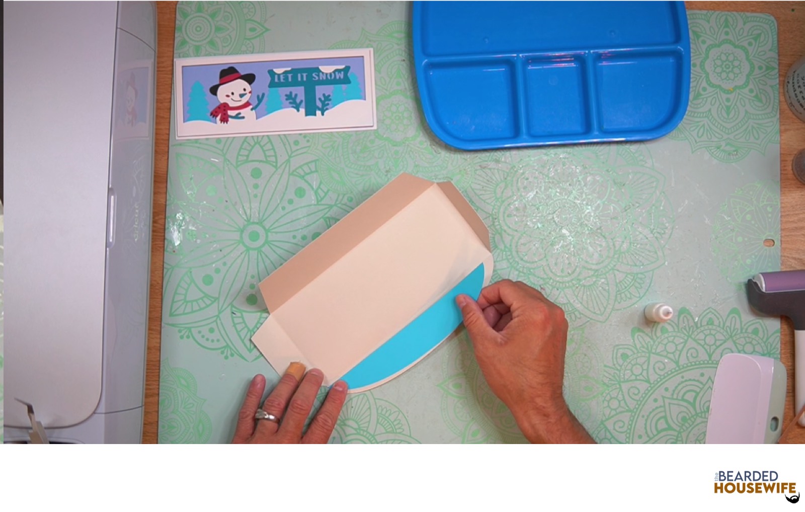add the inlay to the cutout on the envelope flap
