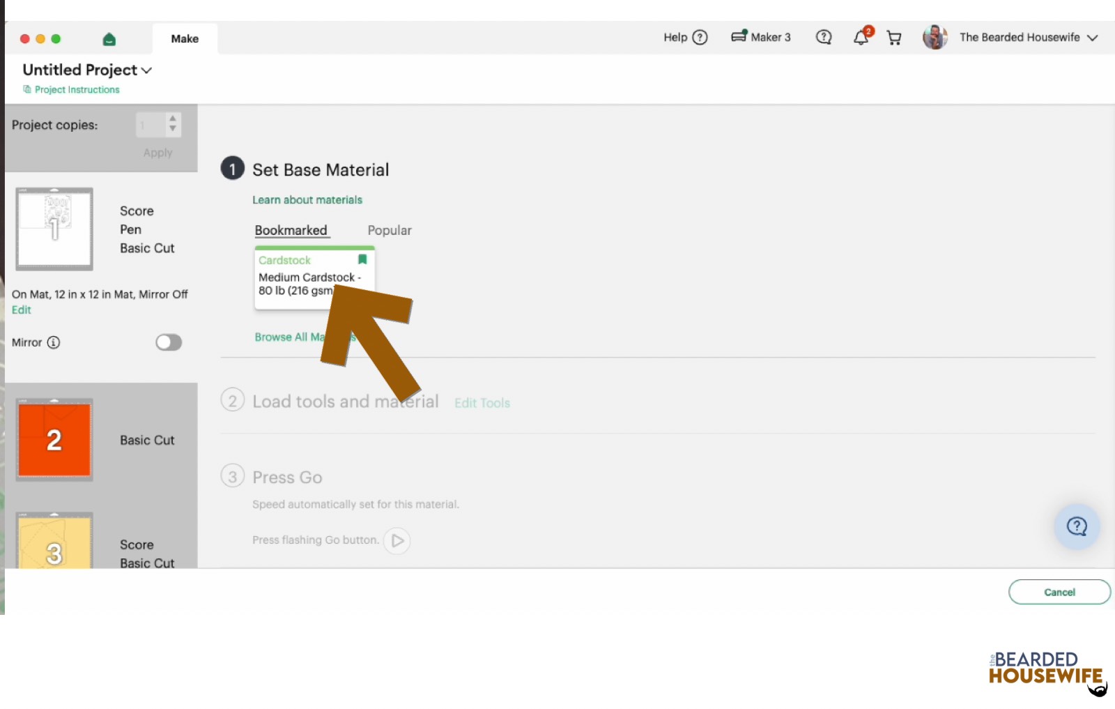 make your material selections