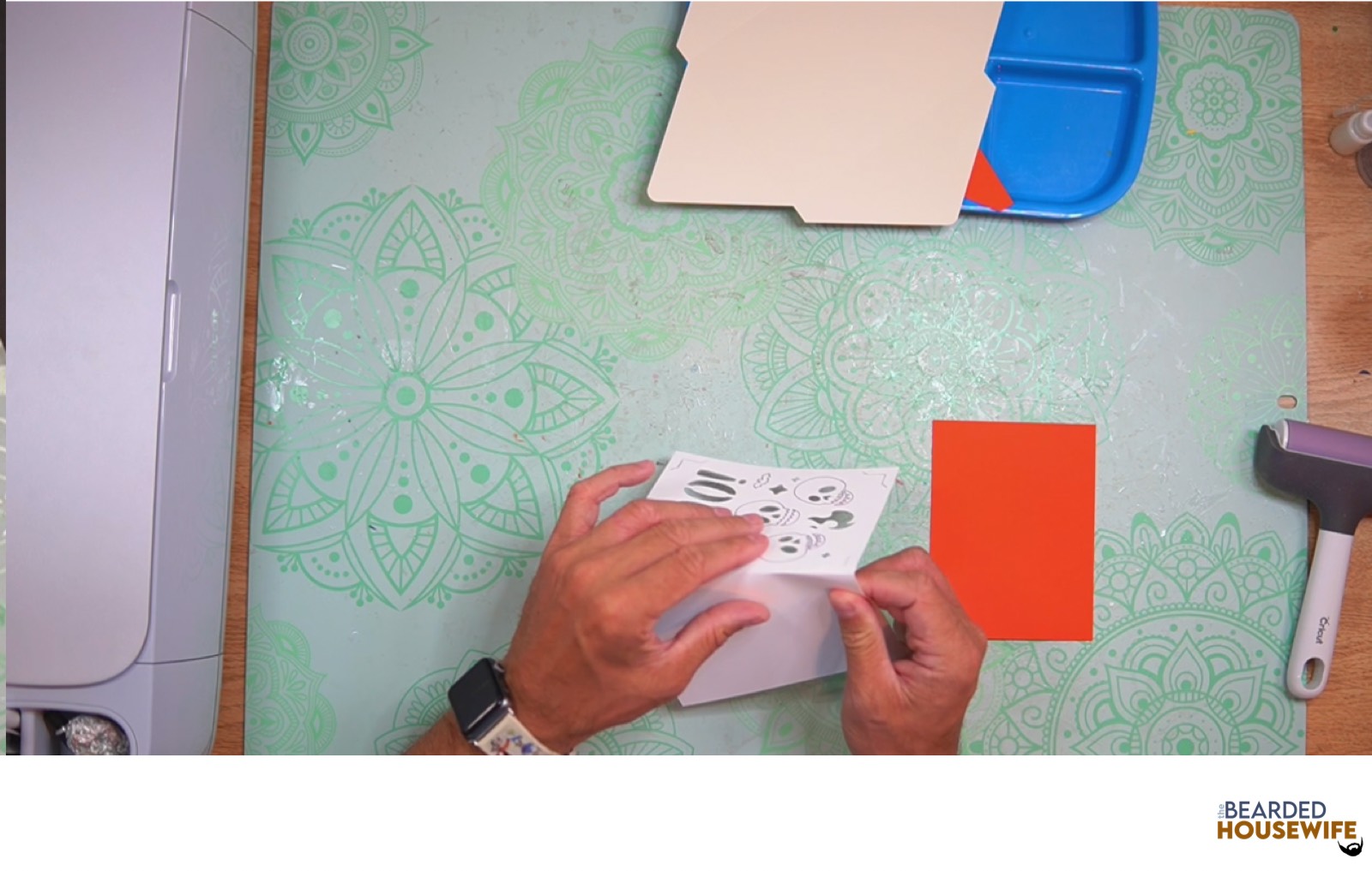 fold the card base along the score line