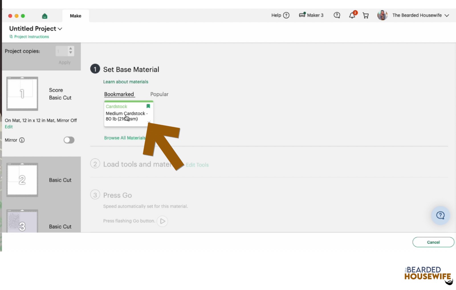make your material selections