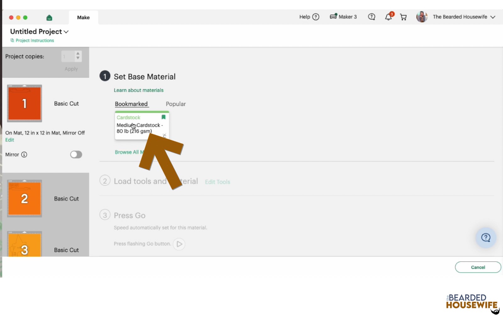 make your material selections