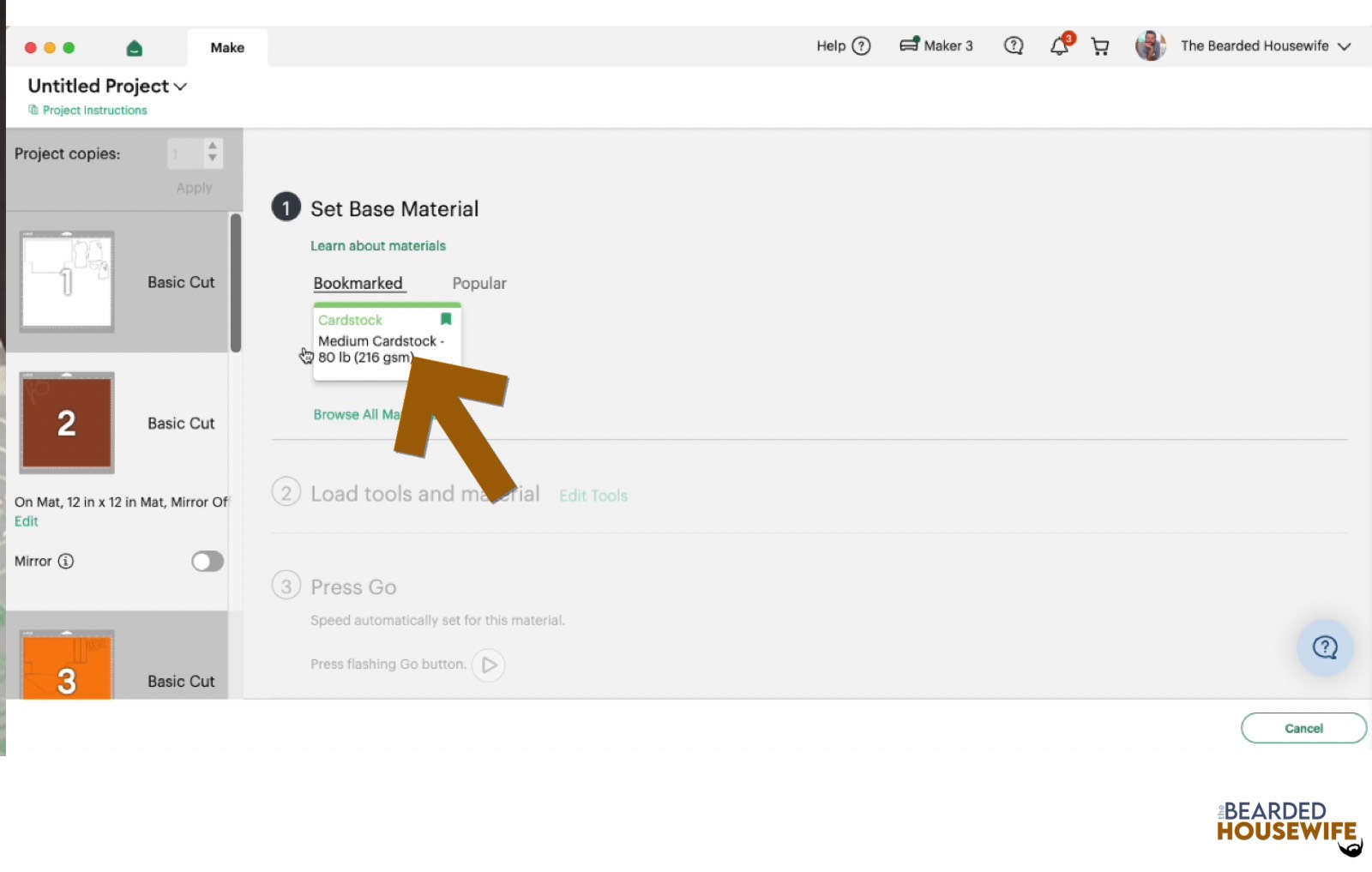 make your material selections