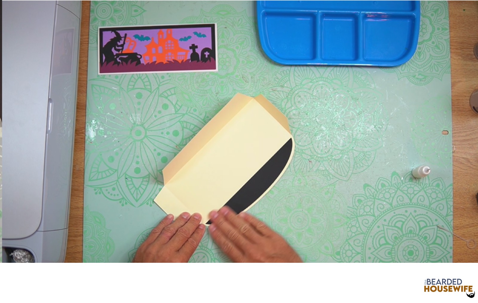 add the inlay over the cutout on the envelope