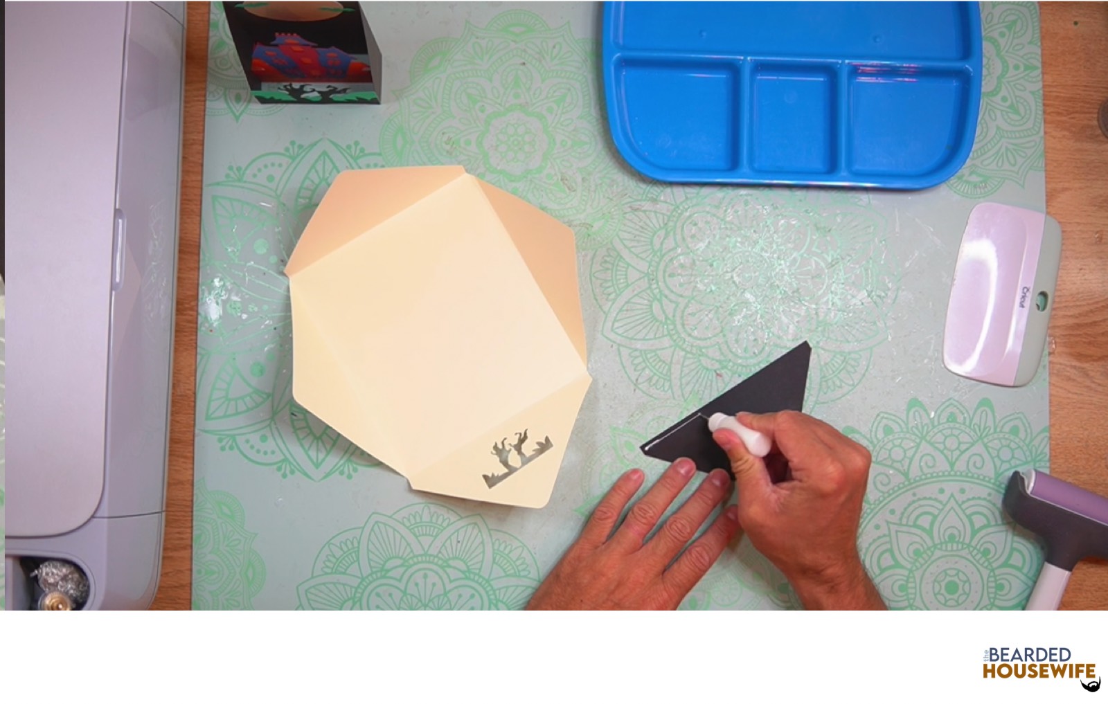 add glue along the outer edge of the inlay