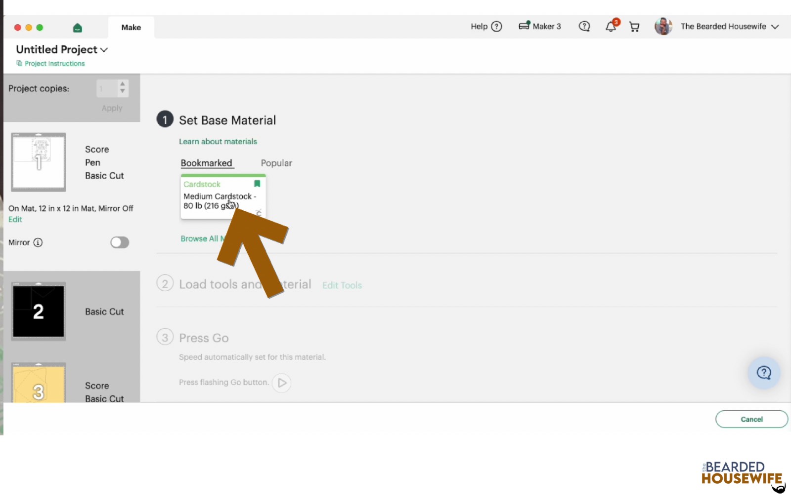 make your material selections