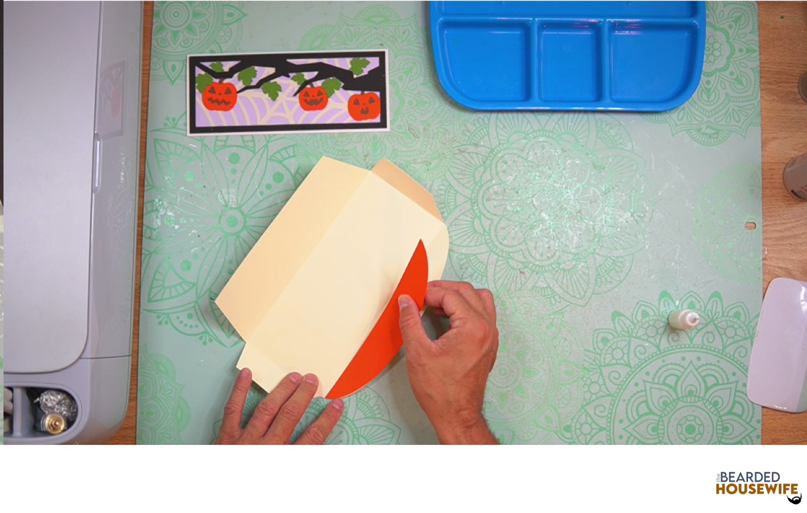 attach the inlay to the cutout on the envelope flap