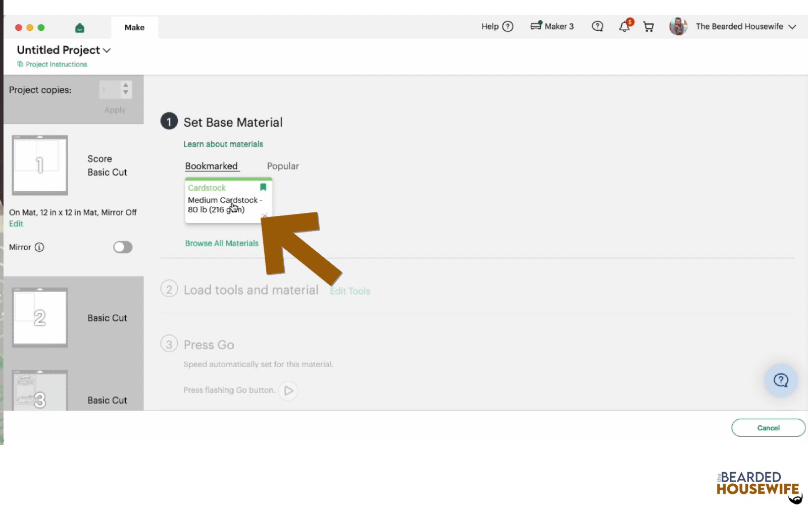 make your material selections