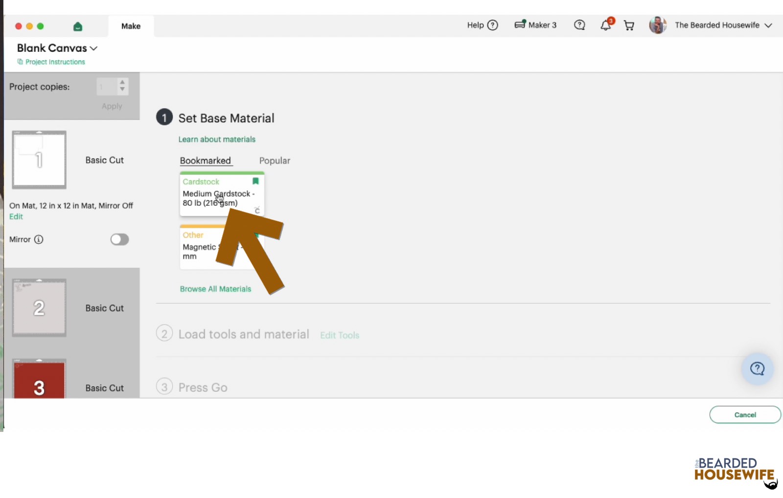 make your material selections