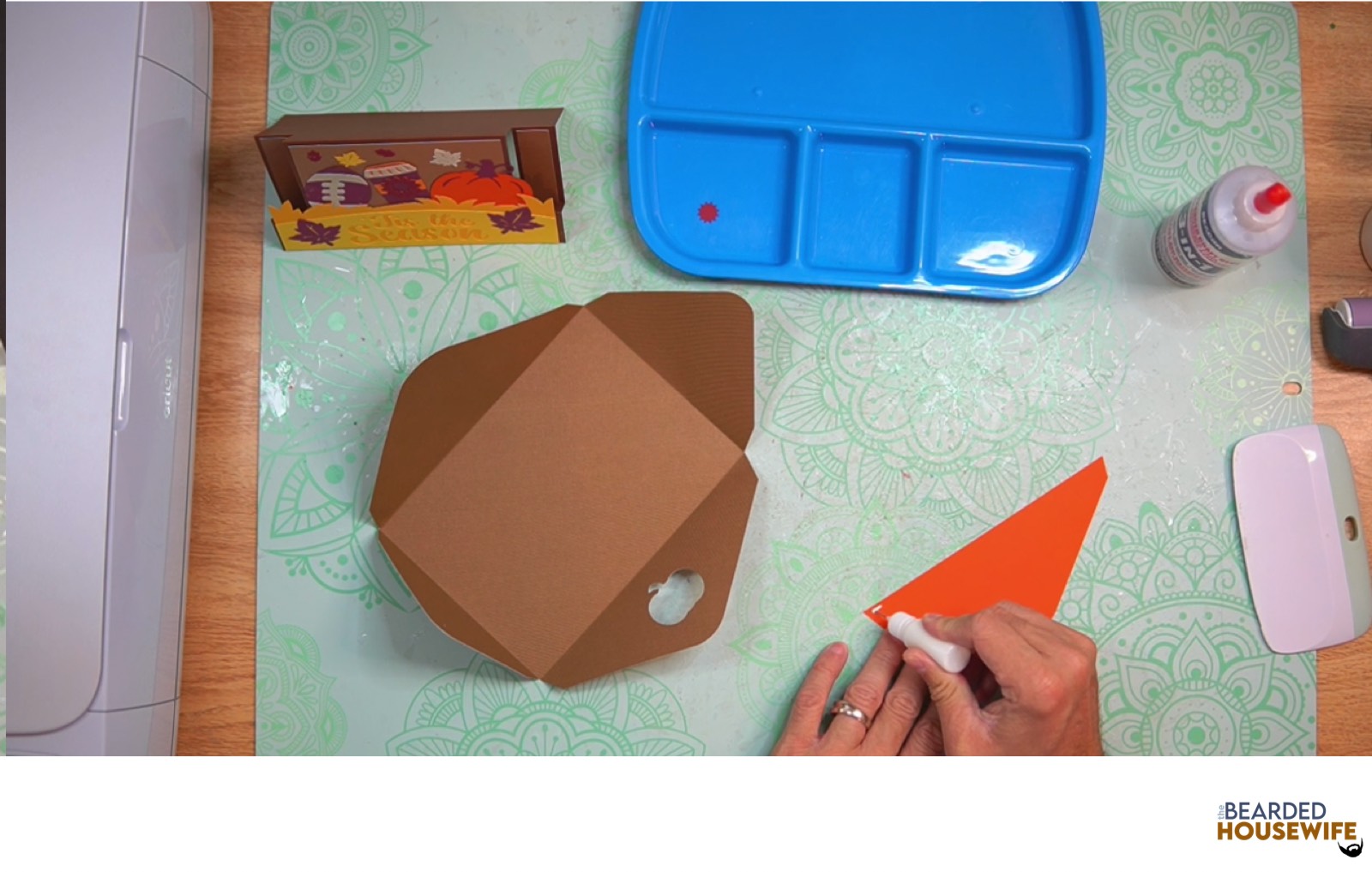 add glue along the outer edge of the inlay