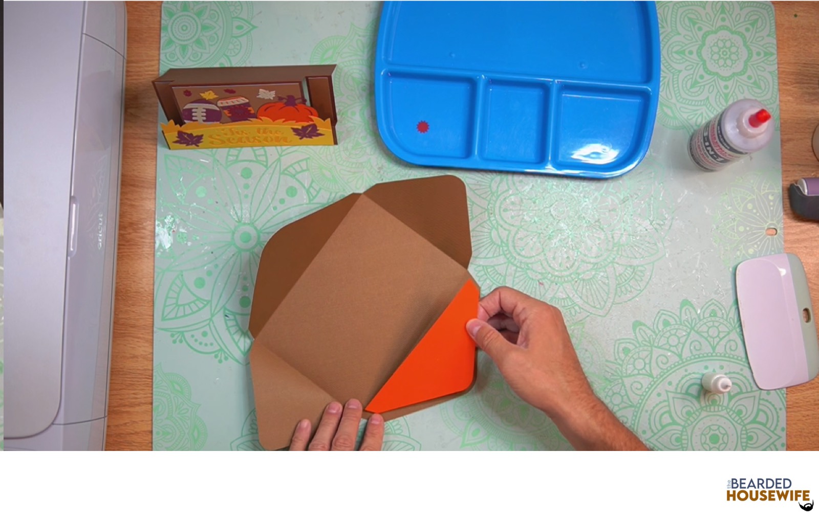 add the inlay over the cutout on the envelope flap