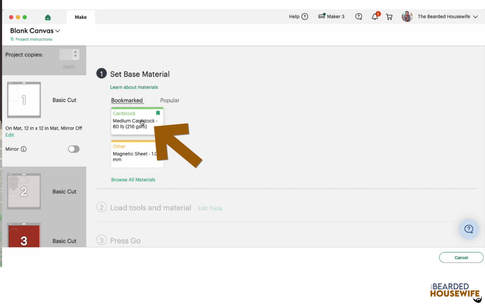make your material selections