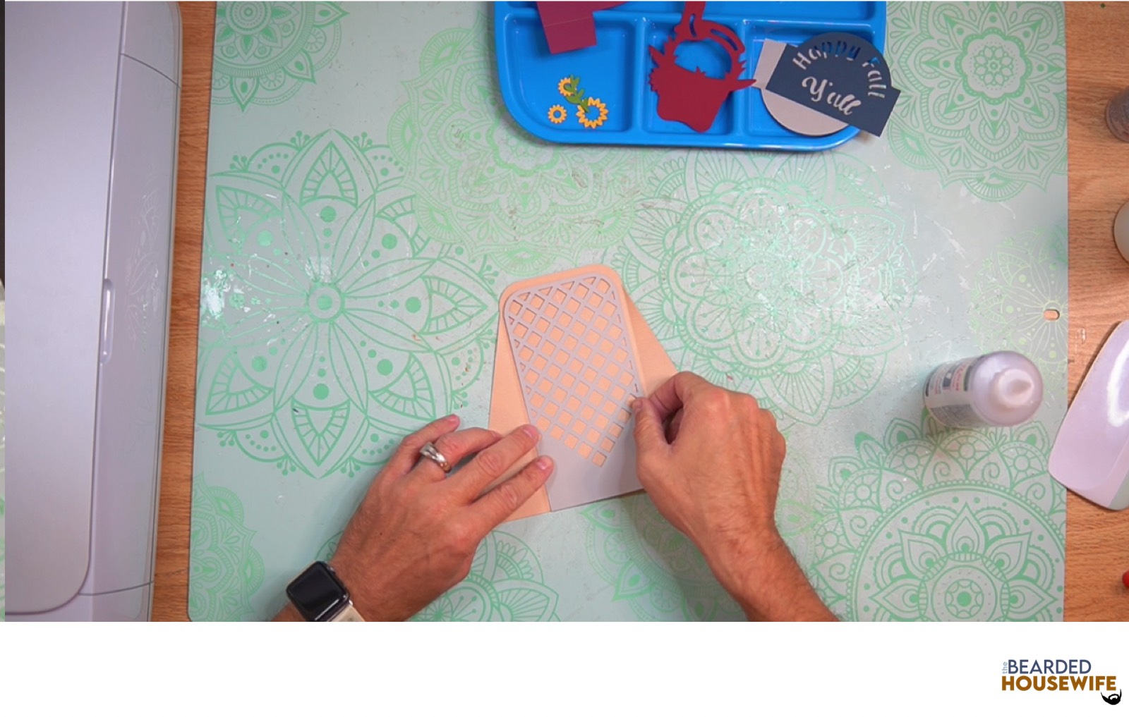 attach the inside cover panel to the inside of the card