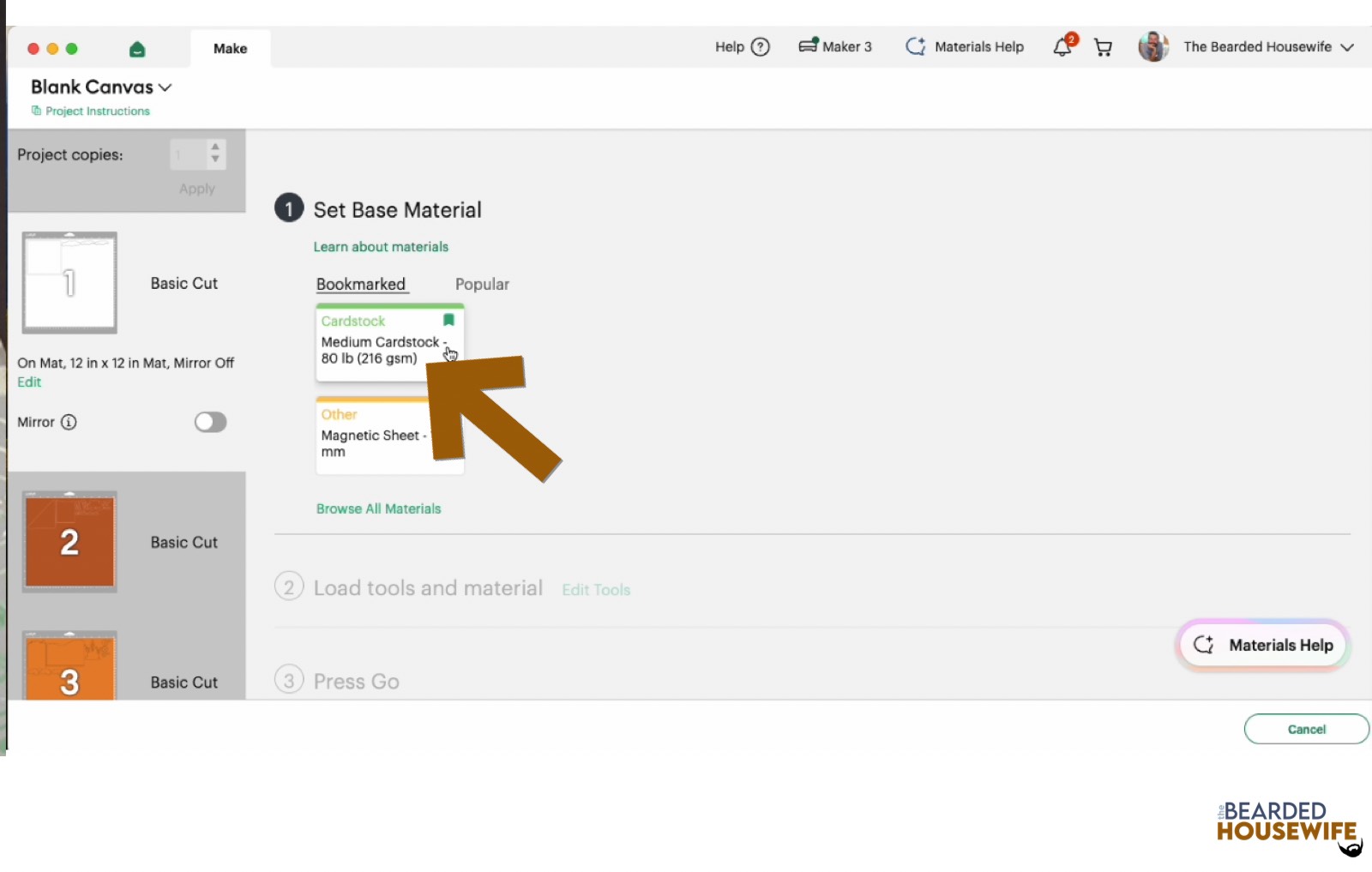 make your material selections
