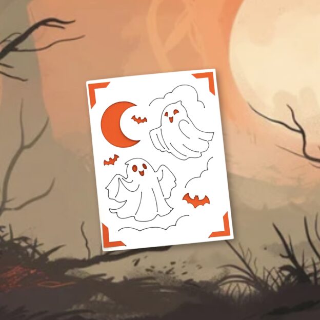1104. Flying Ghosts Insert Card - The Bearded Housewife