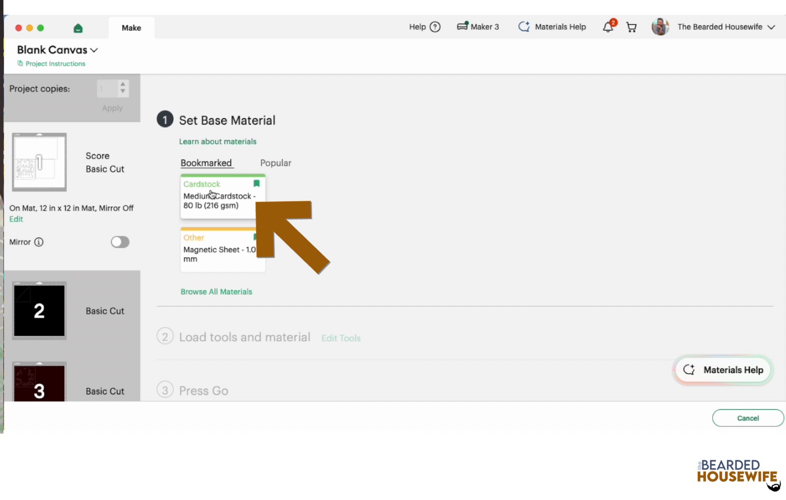 make your material selections